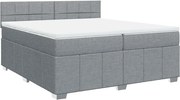 vidaXL Pat box spring cu saltea, gri deschis, 200x200 cm, textil