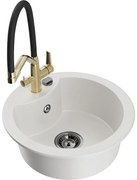 Mexen Diego chiuvetă de granit cu 1 compartiment cu baterie de bucătărie Duo, alb - 6512-20-671701-57-B