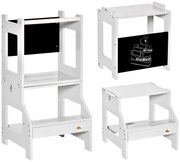 HOMCOM Turn de observație pentru copii turn de învățare 3 în 1 bară borduri înalte de siguranță și tablă neagră 42x44x86cm gri | Aosom Romania