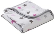 Paturica dubla de muselina XXL 120x120 cm Kidizi Pink Stars, 100% bumbac