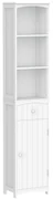 HOMCOM Dulap Înalt de Baie  cu 3 Rafturi din MDF, 34x24x170 cm, Alb | Aosom Romania