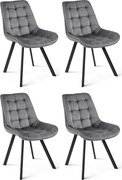 Set 4 Scaune Bucatarie/Dining Sunny Catifea Gri Inchis