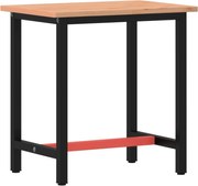 vidaXL Banc de lucru 80x55x81,5 cm, lemn masiv de fag și metal