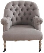 Fotoliu shabby chic, gri, din stofa, Oxford