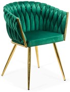 Scaun living verde BUC 261 din catifea cu cadru auriu metalic