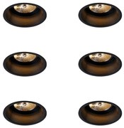 Set de 6 spoturi încastrate moderne negre AR70 - Dept