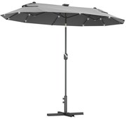 Outsunny Umbrelă de Terasă cu Două Fețe, Bază în Cruce, Sistem de Înclinare și Manivelă | Aosom Romania