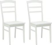 vidaXL Scaun de sufragerie 2 pcs Alb Lemn Solid de Cauciuc