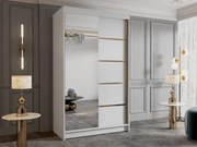 Dulap de haine cu uși culisante Monata III 100 (Alb + auriu) (cu oglindă). 1105741