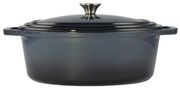 Oală ovală din fontă emailată cu capac 32 cm, 6L – Perfect Home 92142, albastru-gri, pentru cuptor și preparate cu gătire lentă