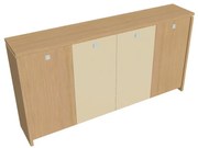 Dulap mediu pentru haine Verno 248 x 46 x 130 cm, uși combinate, stejar deschis / vanilie