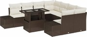 vidaXL Set de canapele pentru grădină 9 pcs Maro și Crem poliratan
