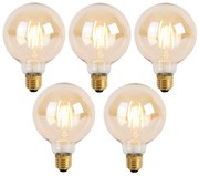 Set de 5 becuri LED reglabile cu 3 trepte E27 G95 Goldline 5W 530lm 2200K