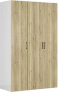 Dulap FLEX, alb/stejar, PAL, cu 3 usi, 150x66x240 cm