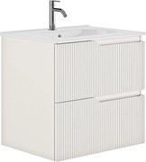 Set dulap baza suspendat Gala Canaletto 2 sertare 60 cm finisaj alb mat si lavoar Luc alb