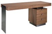 Birou elegant design LUX furnir de nuc si otel Office Walnut