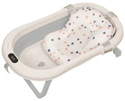 Cadita pliabila cu termometru electronic, hamac ajustabil si dop Kidizi Folda grey, certificat EN71, include furtun scurgere si baza antialunecare, 0-24 luni