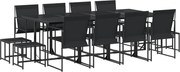 vidaXL Set mobilier de grădină, 13 piese, negru, textilenă