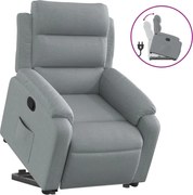 vidaXL Fotoliu rabatabil cu ridicare, gri deschis, material textil