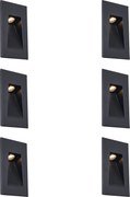 Set de 6 Aplice Moderne Îngropate Negre 7cm Incl. LED IP65 - Trem