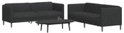 vidaXL Set de canapele, 2 piese, negru, material textil