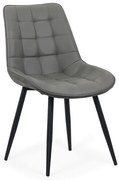 Scaun living gri BUC 206P din piele ecologică și cadru metalic vopsit
