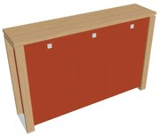 Dulap mediu Verno+ S 200 x 46 x 130 cm, uși de sticlă, stejar deschis / portocaliu