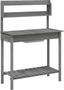 vidaXL Masă plantare cu chiuvetă gri 147,5x44x139,5cm lemn masiv brad