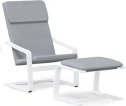 vidaXL Scaun de relaxare cu taburet, gri deschis, textil