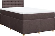 vidaXL Pat box spring cu saltea, maro închis, 120x190 cm, textil