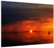 Tabloul apusului de soare cu barca (70x50 cm)