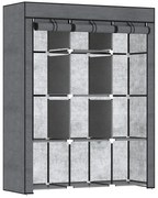 HOMCOM Dulap din Material Textil cu Bază Înălțată, 8 Rafturi și 2 Bare, 125x43x162.5 cm, Gri Închis | Aosom Romania