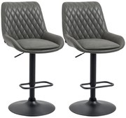 HOMCOM Tabureți de Bar Tabureti de Bucatarie, Design Tabureti de Inaltime, cu Suport pentru Picioare, 51 cm x 59 cm x 117 cm, Gri închis + Negru | Aosom Romania