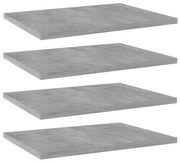 vidaXL Plăci bibliotecă, gri beton, 4 buc, 40 x 30 x 1,5 cm, PAL