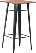 vidaXL Masă de bar, negru, 60x60x108 cm, oțel și lemn masiv de pin