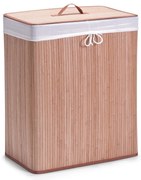 Coș de rufe din bambus, maro deschis, 104 l, ZELLER cu 2 compartimente