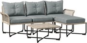 Outsunny Set de Mobilier de Terasa din 5 Piese cu Canapea | Aosom Romania