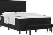 vidaXL Pat cu arcuri cu saltea Negru 140 x 190 cm țesătură