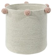 Coș de jucării pentru copii crem din material textil ø 30x30 cm Bubbly – Lorena Canals