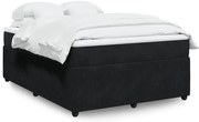 vidaXL Pat box spring cu saltea, negru, 140x190 cm, catifea