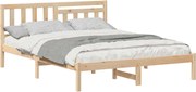vidaXL Cadru de pat cu headboard Maro 150 x 200 cm Lemn de pin masiv