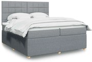 vidaXL Pat box spring cu saltea, gri deschis, 200x200 cm, textil