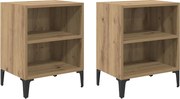 vidaXL Dulap de noapte 2 pcs Stejar Artizanal 40 x 30 x 50 cm