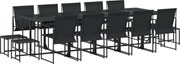 vidaXL Set mobilier de grădină, 15 piese, negru, textilenă