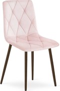 Scaun Bucatarie/Dining Fido Picioare Finisaj Lemn Culoare Nuc, Catifea Roz Deschis