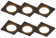 Set de 6 spoturi îngropate negre inclusiv LED cu dimmer în 3 trepte IP65 - Simply