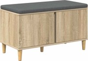 vidaXL Bancă pentru hol cu pernă cu ușă Stejar Sonoma 80 x 38 x 46 cm