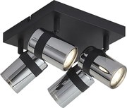 Spot luminos de tavan negru cu sticlă fumurie cu 4 lumini rotativ și înclinabil - Gianni