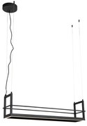 Lampă suspendată neagră cu raft incluzând LED cu dimmer pe 3 trepte - Cage Rack