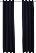 vidaXL Draperii opace cu inele, 2 buc., negru, 140 x 245 cm, catifea